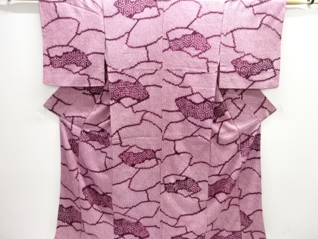 本総絞り地紙に亀甲模様小紋着物